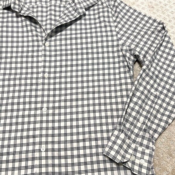 Banana Republic Long Sleeve Plaid Shirt Black White Non-Iron Cotton L - Picture 4 of 8